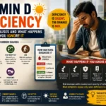 Vitamin D deficiency showing hidden causes, symptoms, diagnosis and long-term health complications